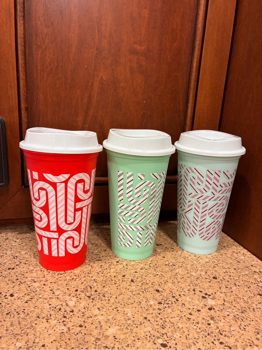 Starbucks Set of 3 Candycane Reusable Cups - 16oz NWOT
